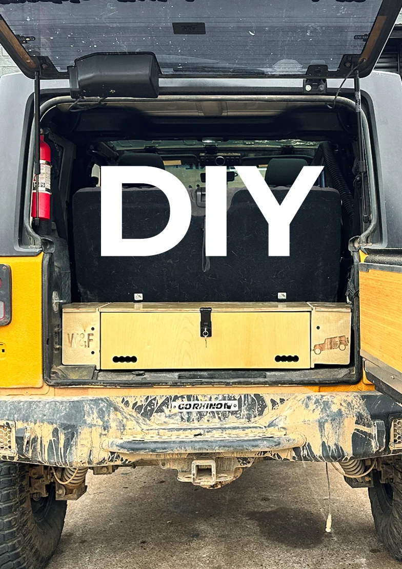 The DIY PreCut Kit - Small Cargo Drawer for Jeep Wrangler JK 2-doors (2007-2018) with seats